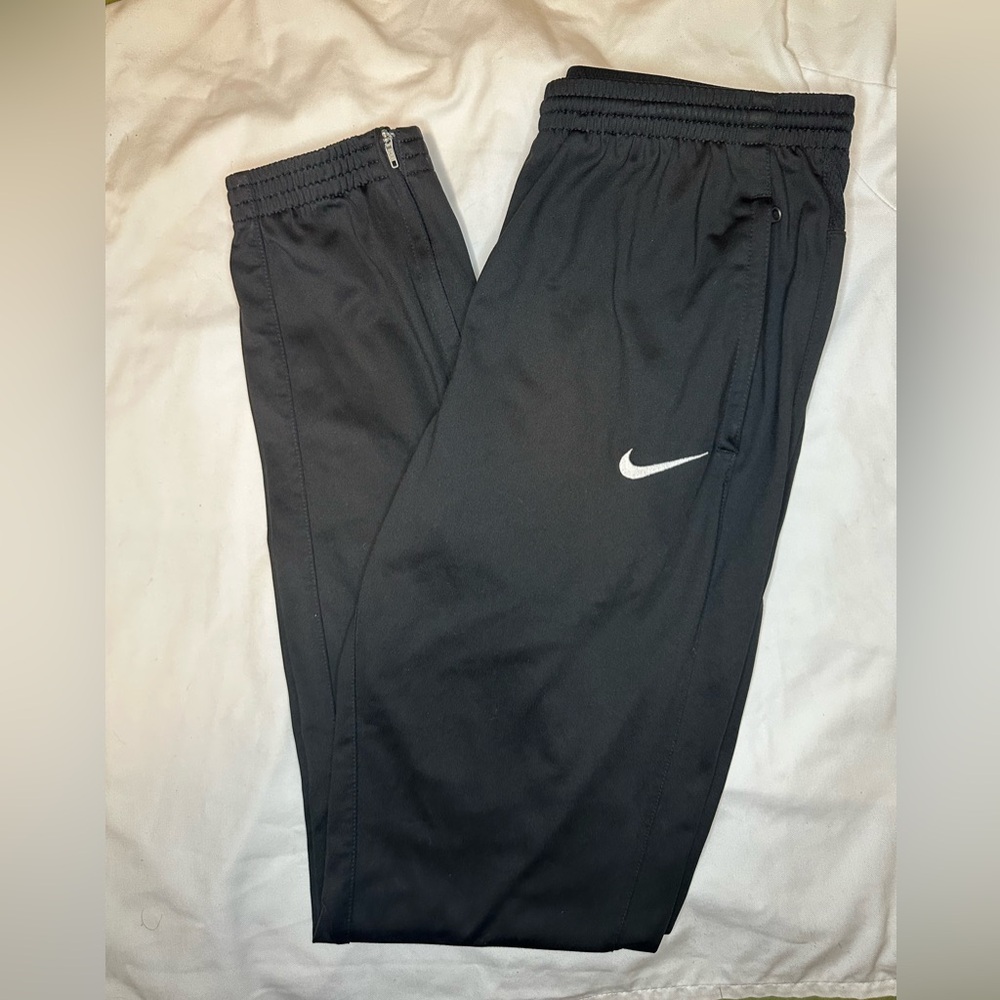 Nike Dri-FIT Soccer Training Pants Men’s Small Black Tapered Zip Ankle Athletic